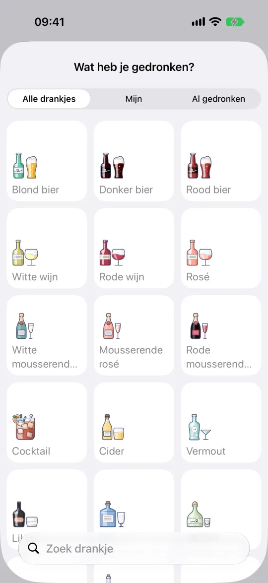 De drankcatalogus: bier, wijn, sterke drank, cocktails en je eigen sjablonen